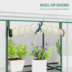Lean-to Greenhouse 84.6" x 18.1" x 56.7" with 3 Shelves & 3 Rollup Doors, White
