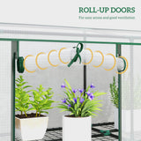 Lean-to Greenhouse 84.6" x 18.1" x 56.7" with 3 Shelves & 3 Rollup Doors, White