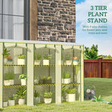 Lean-to Greenhouse 84.6" x 18.1" x 56.7" with 3 Shelves & 3 Rollup Doors, White
