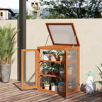 Wooden 2 Tier Cold Frame Greenhouse with Polycarbonate Panels, Orange