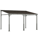 4 x 3 m Metal Lean-to Pergola with Polycarbonate Roof, Brown