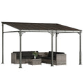13' x 10' Lean-to Gazebo with Polycarbonate Roof, Brown
