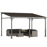 13' x 10' Lean-to Gazebo with Polycarbonate Roof, Brown