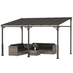 13' x 10' Lean-to Gazebo with Polycarbonate Roof, Brown