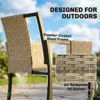 7-Piece Dark Grey Rattan Dining Set with WPC Table, 6 Chairs & Cushions