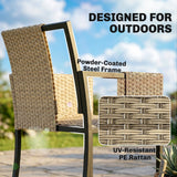 7-Piece Dark Grey Rattan Dining Set with WPC Table, 6 Chairs & Cushions