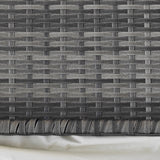 39.4" Half Round PE Rattan Side Table with Metal Frame, Grey