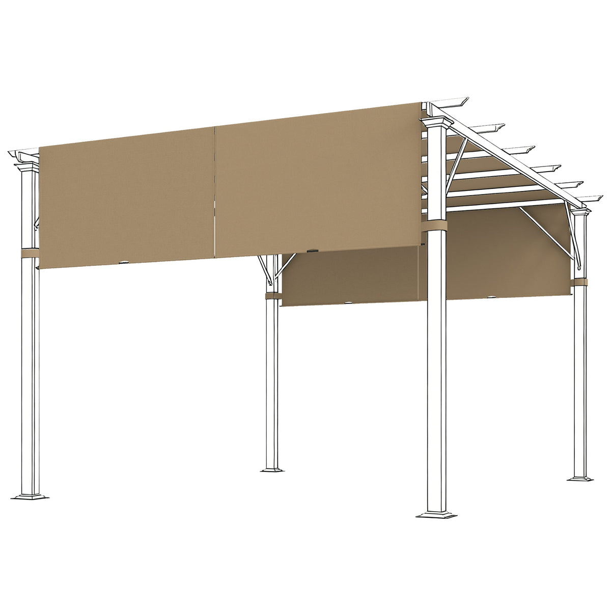 2 Pcs 16 x 4ft Pergola Canopy Replacement Cover for 10 x 10ft Pergola, Sand