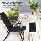 Set of 2 Folding Outdoor Dining Chairs with Adjustable Backrest, Black