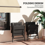 Set of 2 Folding Outdoor Dining Chairs with Adjustable Backrest, Black