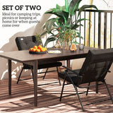Set of 2 Folding Outdoor Dining Chairs with Adjustable Backrest, Black