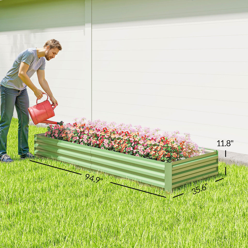 Galvanized Raised Garden Bed 8' x 3' x 1' for Vegetables, Flowers & Herbs, Light Green