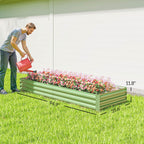 Galvanized Raised Garden Bed 8' x 3' x 1' for Vegetables, Flowers & Herbs, Light Green