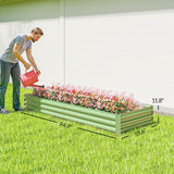 Galvanized Raised Garden Bed 8' x 3' x 1' for Vegetables, Flowers & Herbs, Light Green