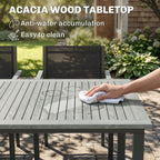 6-Seater Acacia Wood Top Dining Set with Stackable Texteline Chairs, Grey