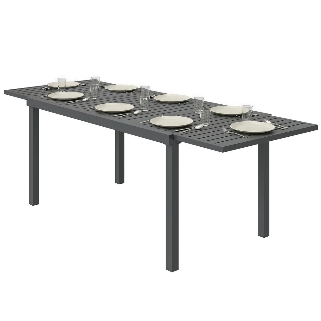 150/225 x 85 x 75 cm Extending Garden Table for 6-8, Dark Grey
