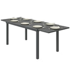 150/225 x 85 x 75 cm Extending Garden Table for 6-8, Dark Grey