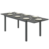150/225 x 85 x 75 cm Extending Garden Table for 6-8, Dark Grey
