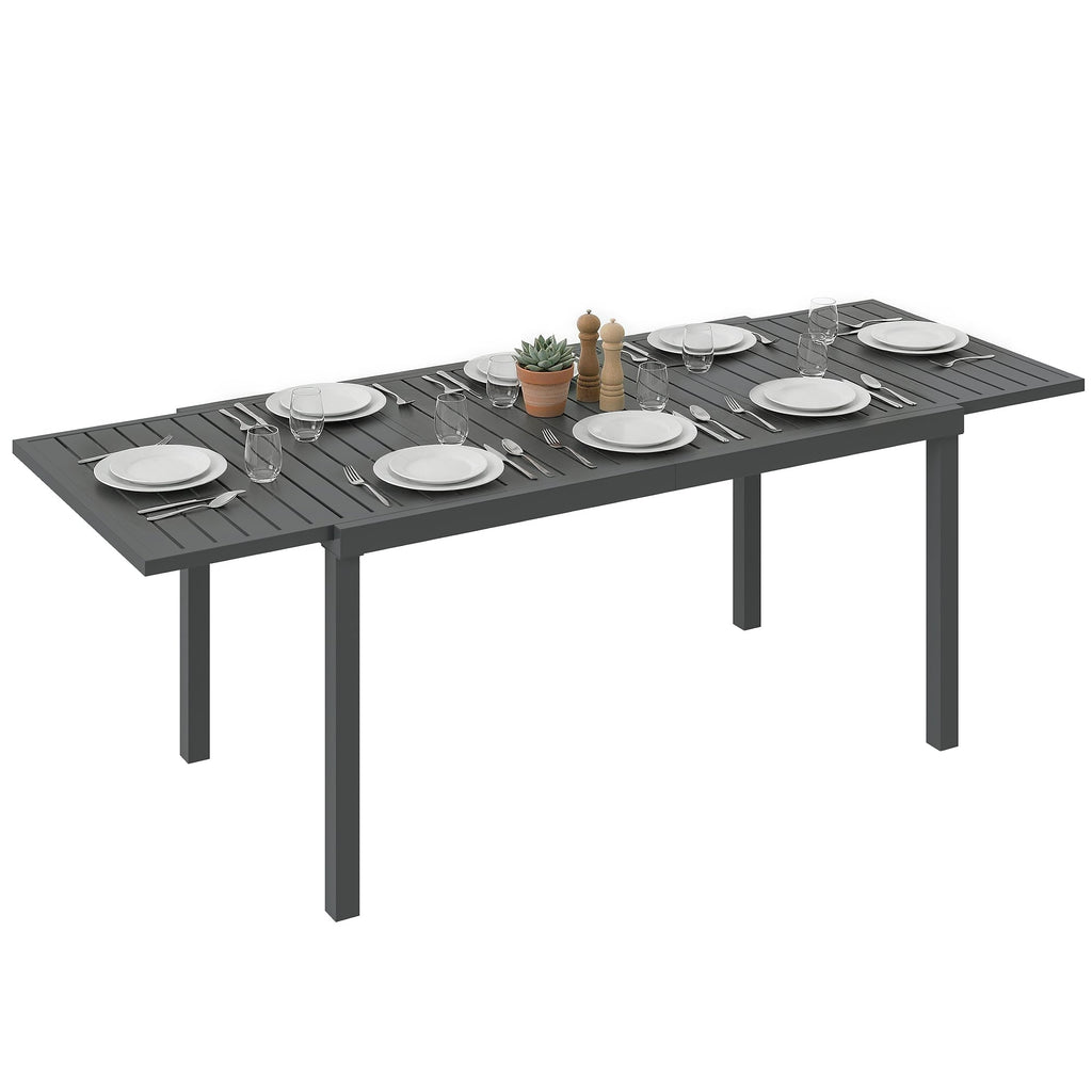 150/225 x 85 x 75 cm Extending Garden Table for 6-8, Dark Grey