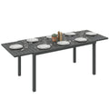 150/225 x 85 x 75 cm Extending Garden Table for 6-8, Dark Grey