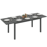 150/225 x 85 x 75 cm Extending Garden Table for 6-8, Dark Grey