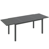 150/225 x 85 x 75 cm Extending Garden Table for 6-8, Dark Grey