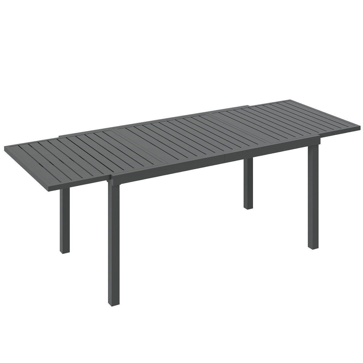 150/225 x 85 x 75 cm Extending Garden Table for 6-8, Dark Grey