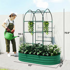 Galvanised Raised Garden Bed with Arched Trellis for Vegetables & Flowers