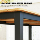 180 x 86 cm Garden Dining Table for 6-8 with Wood Slatted Top, Teak