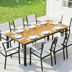 180 x 86 cm Garden Dining Table for 6-8 with Wood Slatted Top, Teak