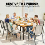 180 x 86 cm Garden Dining Table for 6-8 with Wood Slatted Top, Teak
