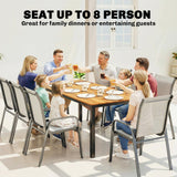 180 x 86 cm Garden Dining Table for 6-8 with Wood Slatted Top, Teak