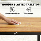 180 x 86 cm Garden Dining Table for 6-8 with Wood Slatted Top, Teak