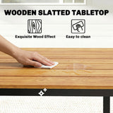 180 x 86 cm Garden Dining Table for 6-8 with Wood Slatted Top, Teak
