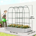 7 x 4 x 7ft Galvanized Raised Garden Bed with Arched Trellis, Silver