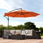 3 m Banana Parasol with Crank Handle, 8 Ribs & Cross Base, Orange