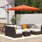3 m Banana Parasol with Crank Handle, 8 Ribs & Cross Base, Orange