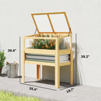 Raised Garden Bed with Detachable Greenhouse Top and Legs, Natural