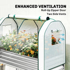 Galvanized Raised Garden Bed with Greenhouse Cover, Silver