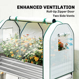 Galvanized Raised Garden Bed with Greenhouse Cover, Silver