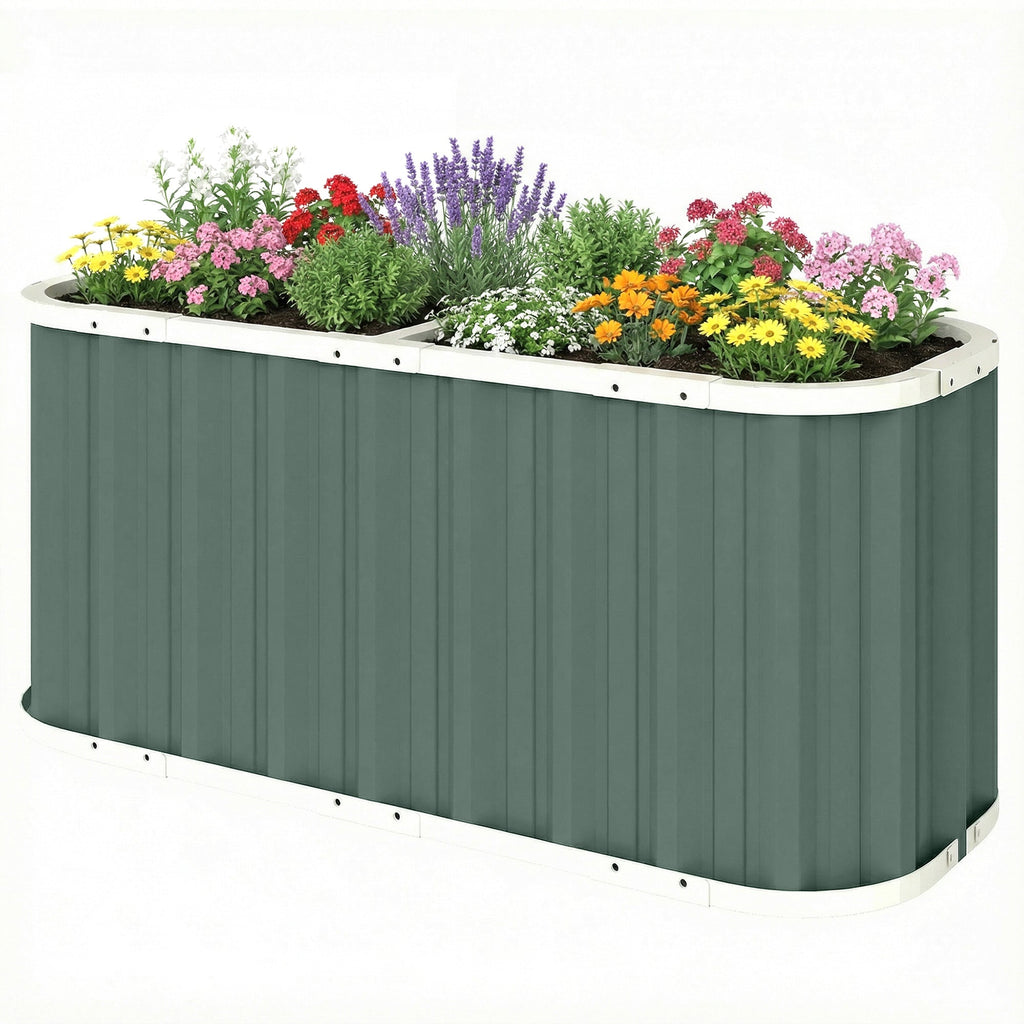 5' x 2' x 2' Galvanized Raised Garden Bed with Gloves, Light Green