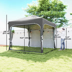 10 x 10 ft Pop Up Canopy Tent with Mosquito Netting and Sandbags, Dark Grey