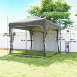 10 x 10 ft Pop Up Canopy Tent with Mosquito Netting and Sandbags, Dark Grey