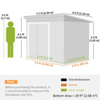 7.5' x 4.3' Metal Outdoor Storage Shed with Lockable Doors, Dark Grey
