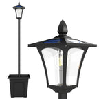63" Solar Lamp Post Lights 2 Pack with Planter, Waterproof LED, Black