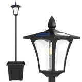63" Solar Lamp Post Lights 2 Pack with Planter, Waterproof LED, Black