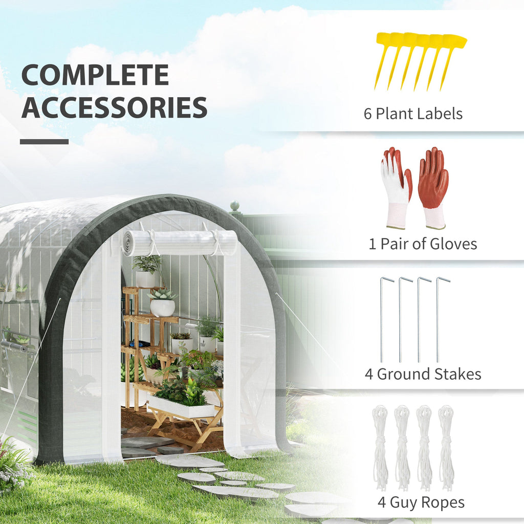 10' x 6.6' x 6.6' Walk-in Tunnel Greenhouse with 6 Windows, White