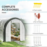 10' x 6.6' x 6.6' Walk-in Tunnel Greenhouse with 6 Windows, White