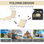 Adjustable Folding Lounge Chair with Sun Shade, Beige