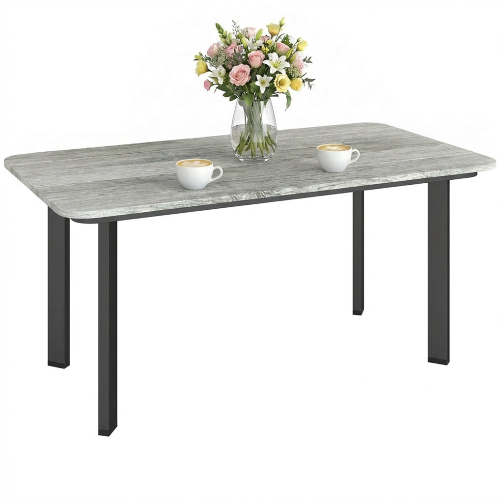 90 x 49 x 40 cm Outdoor Coffee Table with Slatted WPC Top, Grey